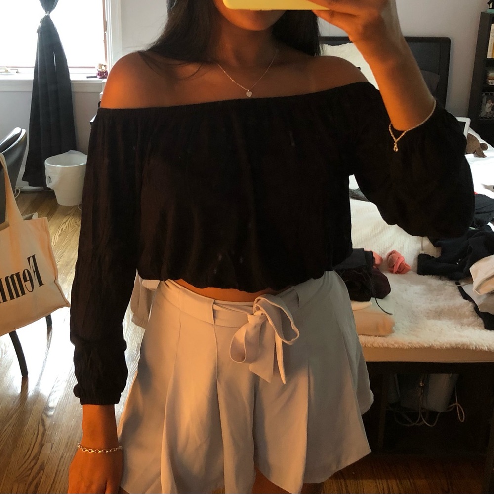 Black off the shoulder blouse
